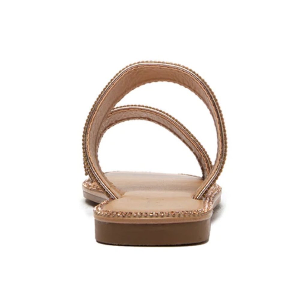 !! NEW !! Embellished Double Strap Square Toe Sandals in Rose Gold - Picture 9 of 12
